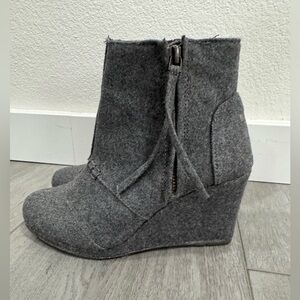 TOMS Wool Ankle Wedge Booties